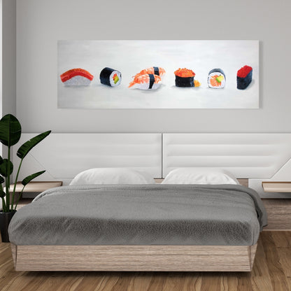 Delicious Sushis Asian Gray Canvas | Home Decor Artwork