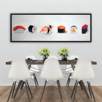 Delicious Sushis Canvas - Asian Food Gray Framed Home Decor