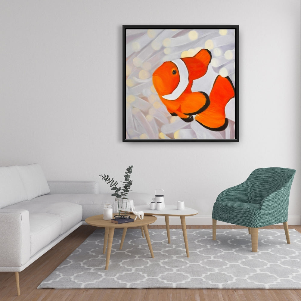 Clownfish Exotic Framed Canvas | Animal Bedroom Home Decor