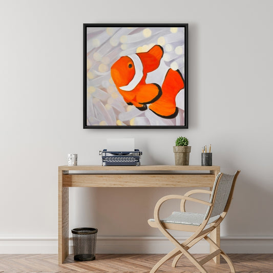 Clownfish Exotic Framed Canvas | Animal Bedroom Home Decor