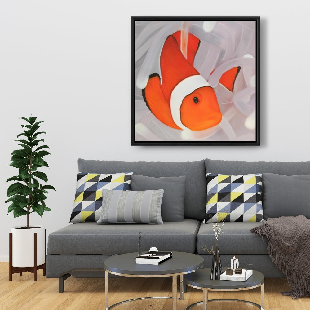 Clownfish Under the Sea - Exotic Aquatic Canvas Wall Art
