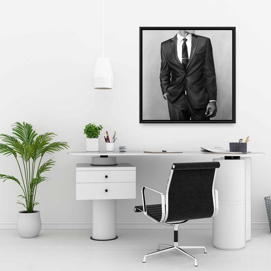 Décoration murale blanche pour chambre à coucher | Toile décorative représentant un homme en costume
