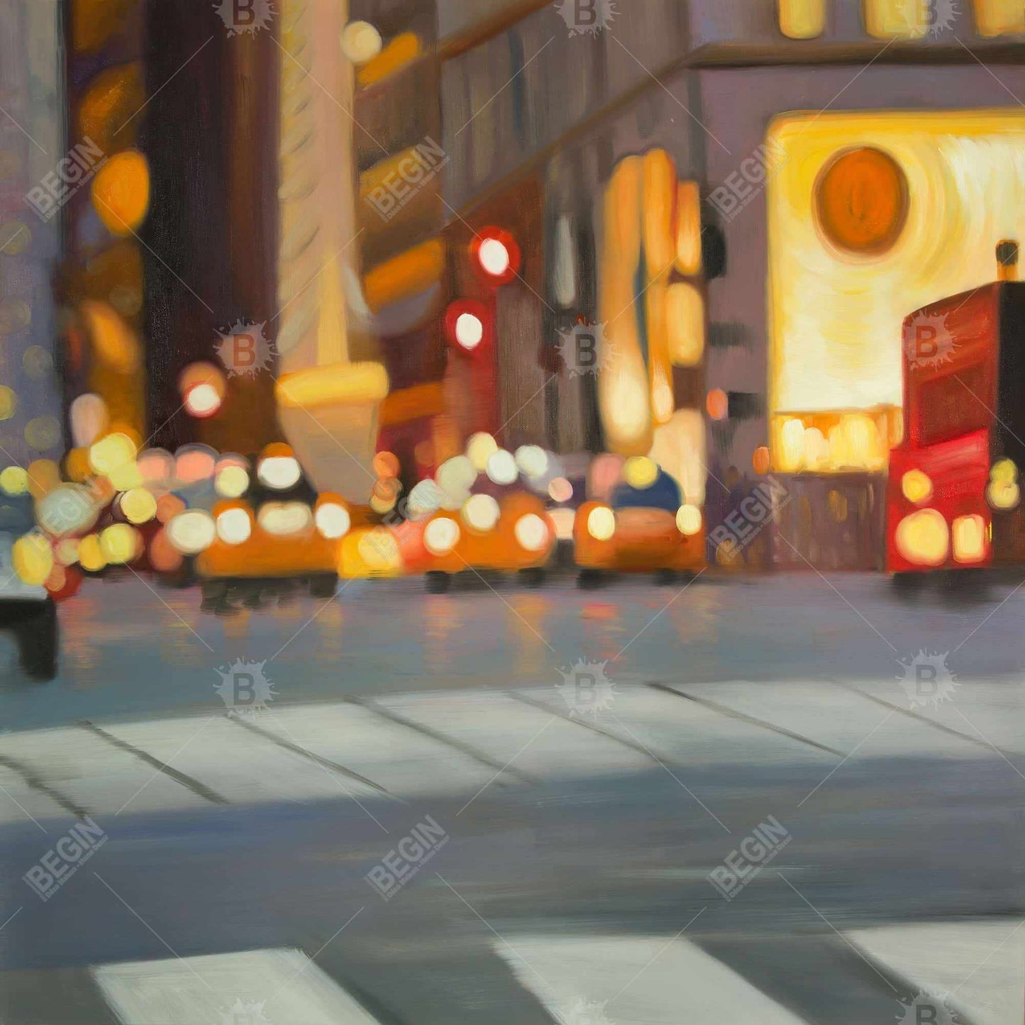 Blurred View of New York Framed Canvas | Living Room Decor