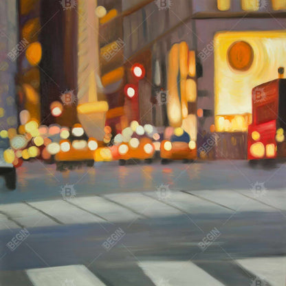 Blurred View of New York Framed Canvas | Living Room Decor