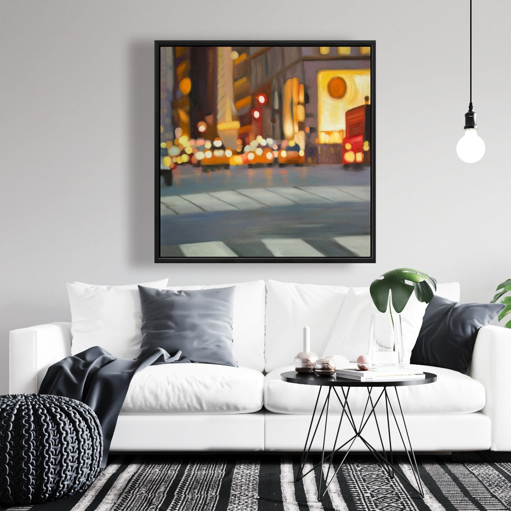 Blurred View of New York Framed Canvas | Living Room Decor