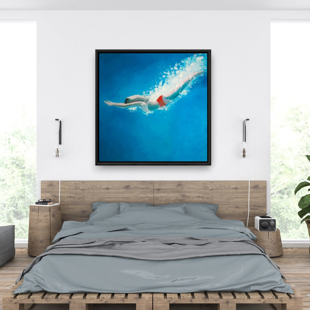 Diving Jump Modern Canvas | Sea Bedroom Decor Framed Art