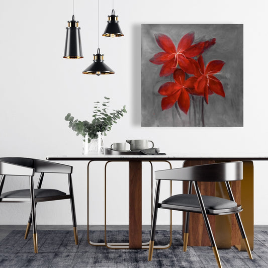 Asiatic Lily Canvas | Gray Botanical Art for Home Decor