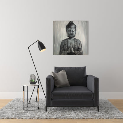 Asian Bedroom Gray Canvas Buddha - Home Decor Wall Art