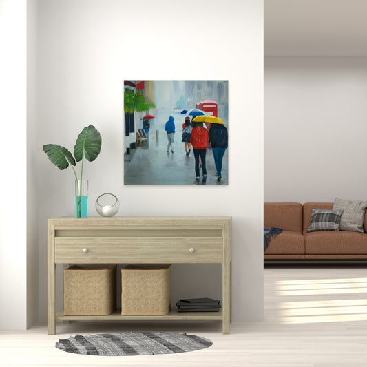 Toile « Scène de rue sous la pluie » | Décoration murale pour salon