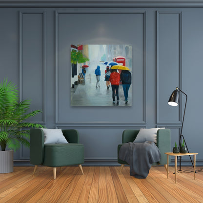 Rainy Day Street Scene Canvas | Livingroom Wall Art Decor