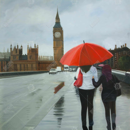 Big Ben Scenic Canvas | British Under Umbrella Wall Art