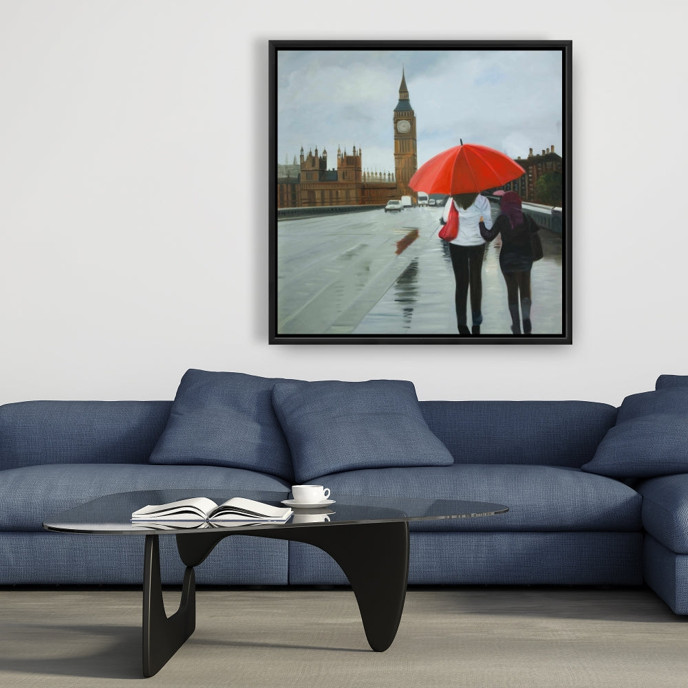 Big Ben Scenic Canvas | British Under Umbrella Wall Art