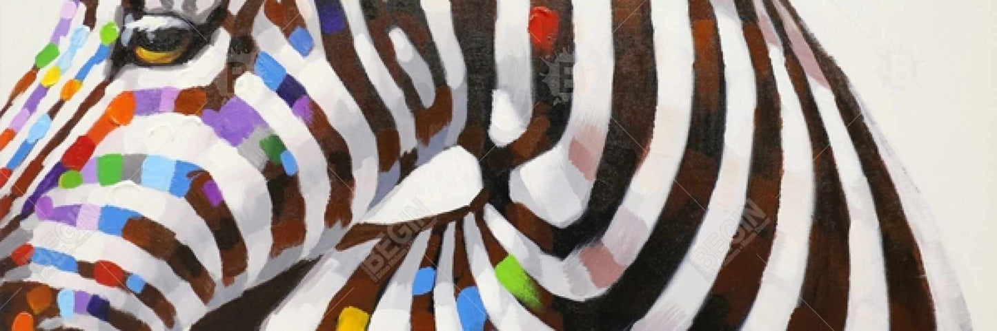 Colorful Zebra Canvas - Contemporary Wildlife Bedroom Decor