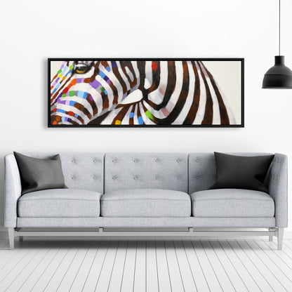 Colorful Zebra Canvas - Contemporary Wildlife Bedroom Decor