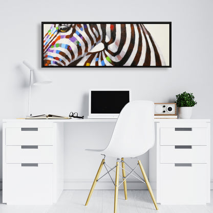 Colorful Zebra Canvas - Contemporary Wildlife Bedroom Decor