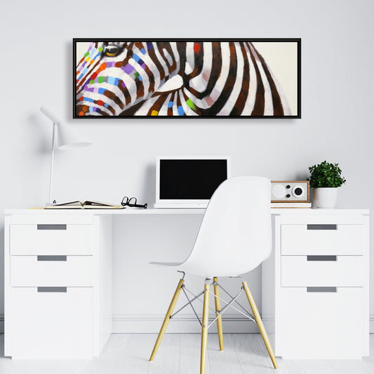 Colorful Zebra Canvas - Contemporary Wildlife Bedroom Decor