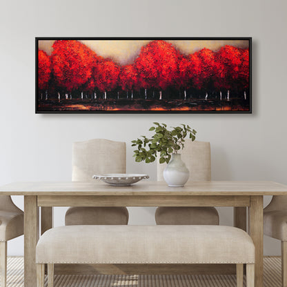 Red Dark Trees Canvas | Contemporary Bedroom Wall Art Decor
