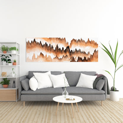Mountain of Fir Trees Landscape Canvas - Brown Minimalist Decor