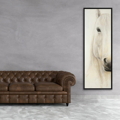Smiling Horse Canvas | White Bedroom Animal Decor | Framed Art