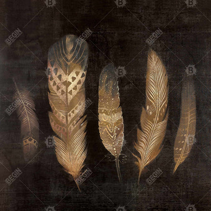 Bohemian Brown Feather Canvas | Framed Bedroom Wall Decor