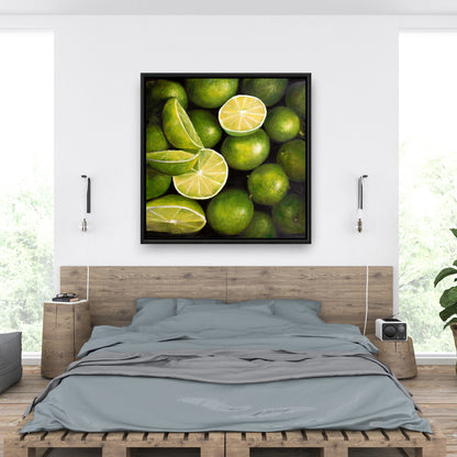 Toile encadrée « Panier de citrons verts » | Décoration d'intérieur, de cuisine et de salle à manger