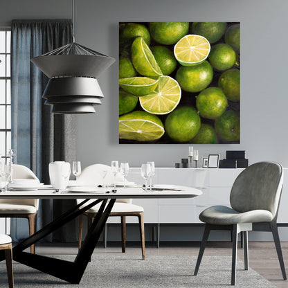 Toile « Panier de citrons verts » | Décoration d'intérieur hyperréaliste