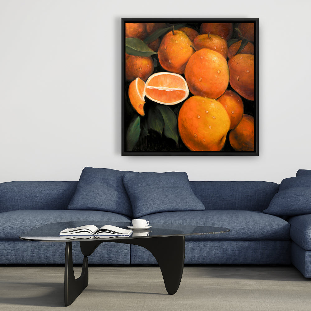Toile hyperréaliste avec oranges fraîches pour la cuisine | Décoration d'intérieur