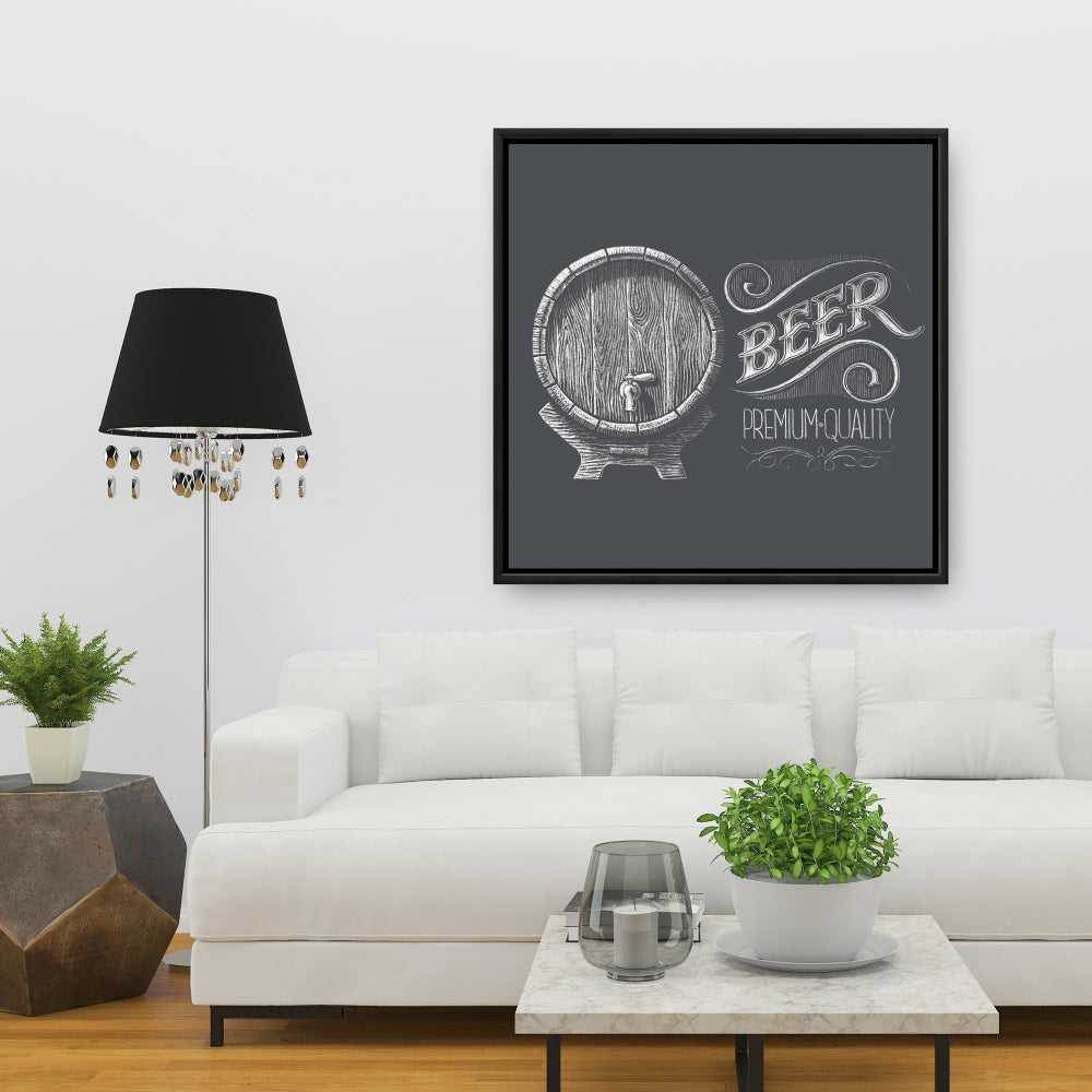 Old Beer Sign Rustic Canvas | Kitchen Wall Decor Framed