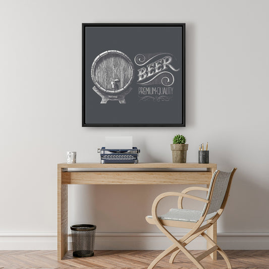 Old Beer Sign Rustic Canvas | Kitchen Wall Decor Framed