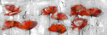 Abstract Poppies Canvas | Contemporary Gray Bedroom Decor