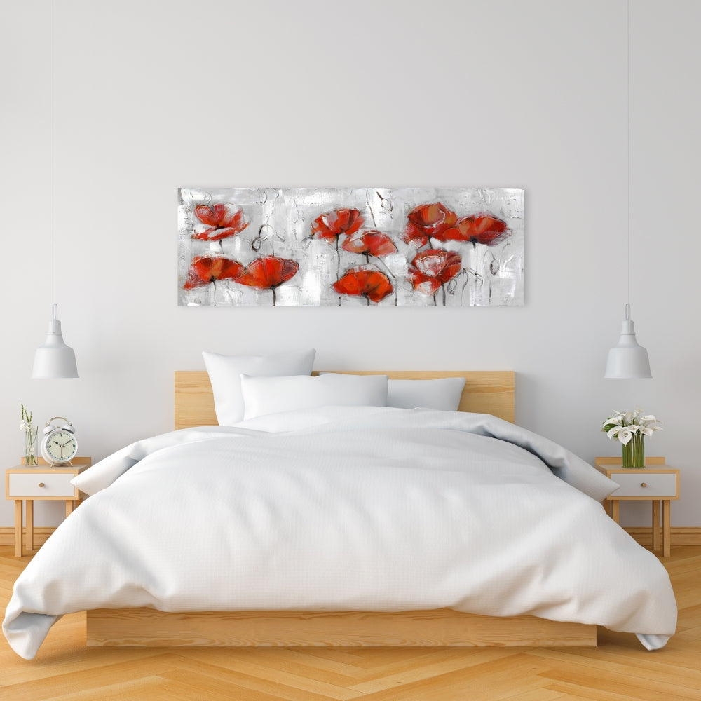 Abstract Poppies Canvas | Contemporary Gray Bedroom Decor
