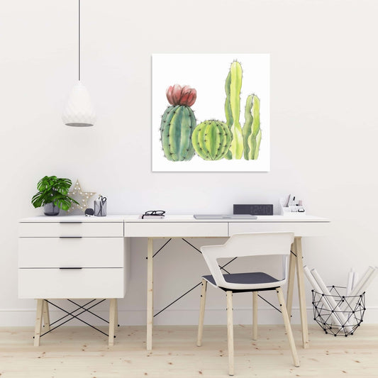 Four Little Cactus Botanical Canvas | Bedroom Floral Decor