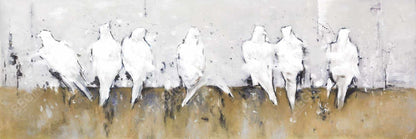 Abstract Perched Birds Canvas | Bird White Bedroom Decor