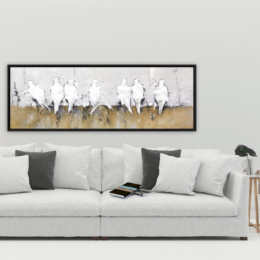 Abstract Perched Birds Canvas | Bird White Bedroom Decor