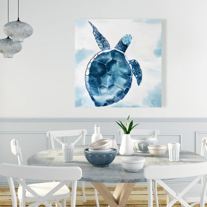 Blue Turtle Exotic Canvas | Home Decor Wall Art - Blue Animals