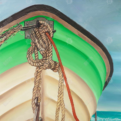 Sailing Rowing Boat Canvas - Marine Blue Framed Home Decor
