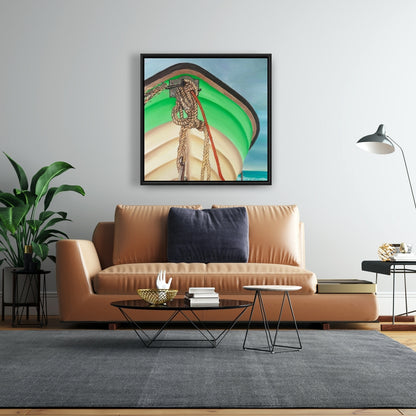 Sailing Rowing Boat Canvas - Marine Blue Framed Home Decor