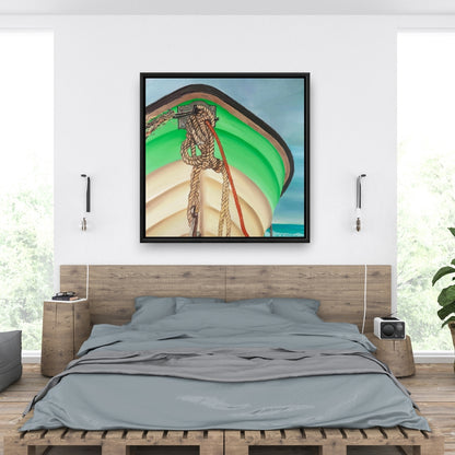 Sailing Rowing Boat Canvas - Marine Blue Framed Home Decor