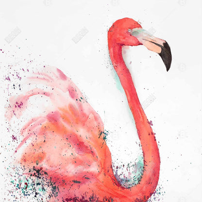 Splashing Flamingo Pink Canvas - Aquatic Bedroom Wall Art Decor
