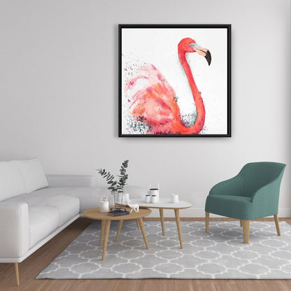 Splashing Flamingo Pink Canvas - Aquatic Bedroom Wall Art Decor