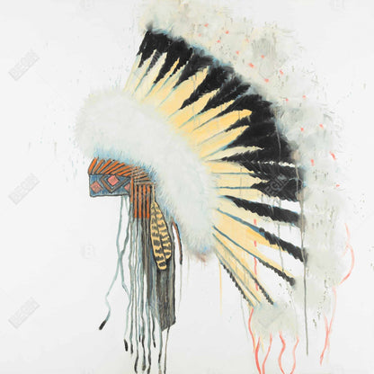 Toile à plumes jaunes | Coiffe amérindienne décorative