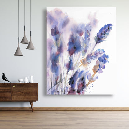 Watercolor Lavender Flowers Canvas | Botanical Home Decor