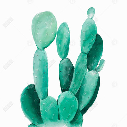 Exotic Green Watercolor Paddle Cactus Canvas | Home Decor
