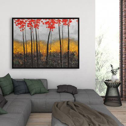 Abstract Autumn Trees | Contemporary Landscapes Framed Canvas