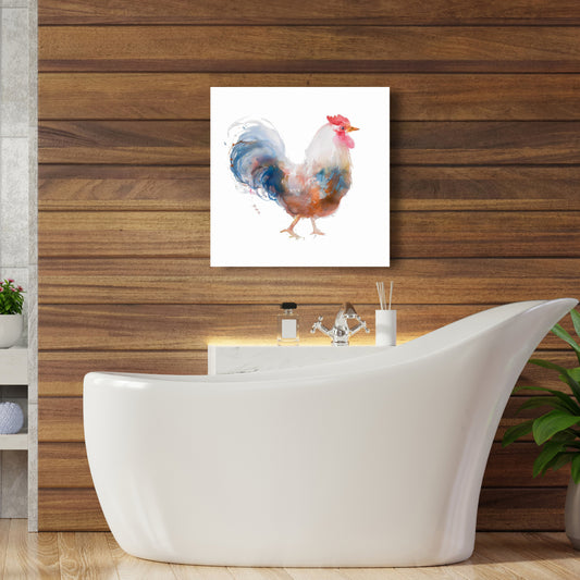 Watercolor Rooster Canvas | Farm Animals Kitchen Decor