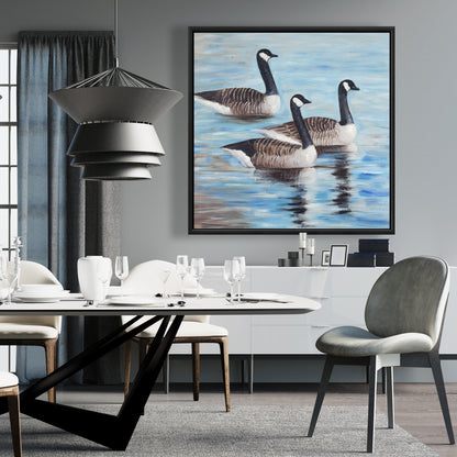 Canada Geese in Water Framed Canvas | Blue Bird Home Decor