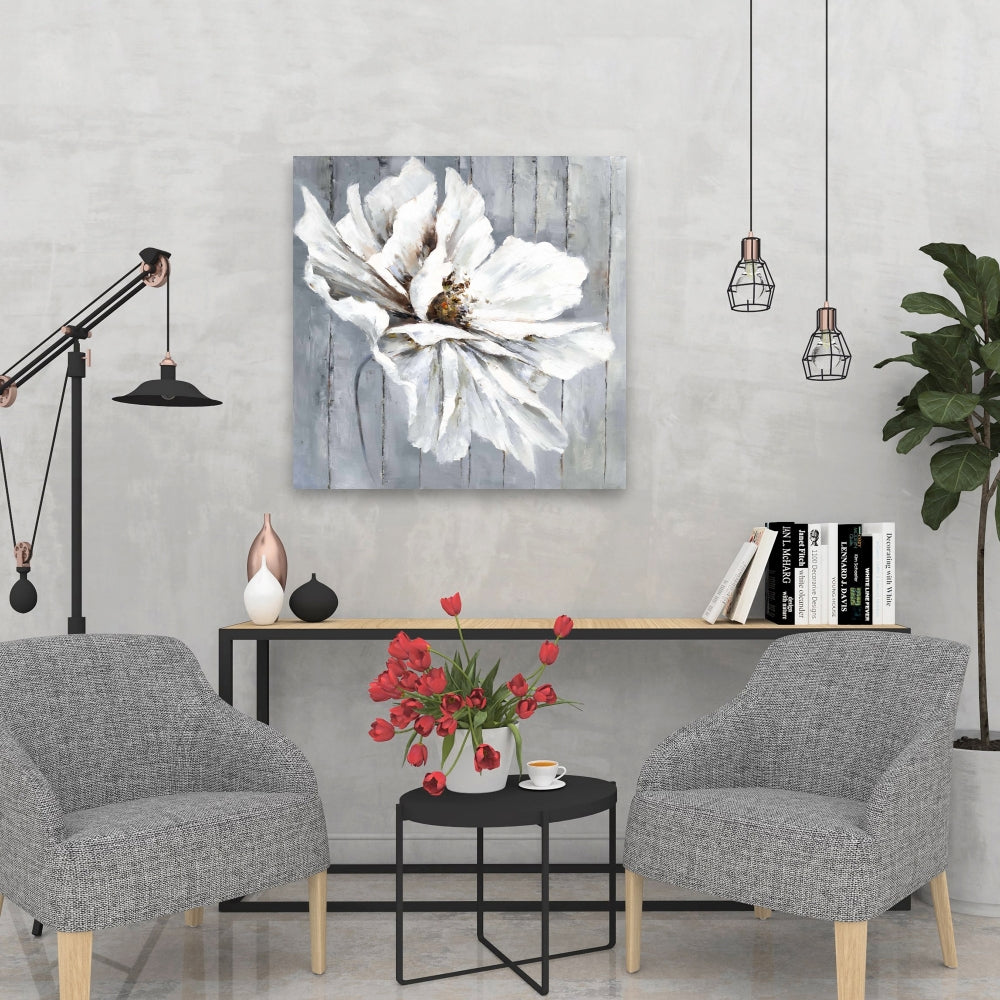 Floral & Botanical Blue Bedroom Canvas - Flower on Wood Decor