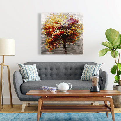 Brown Contemporary Bedroom Canvas | Abstract Colorful Tree Decor