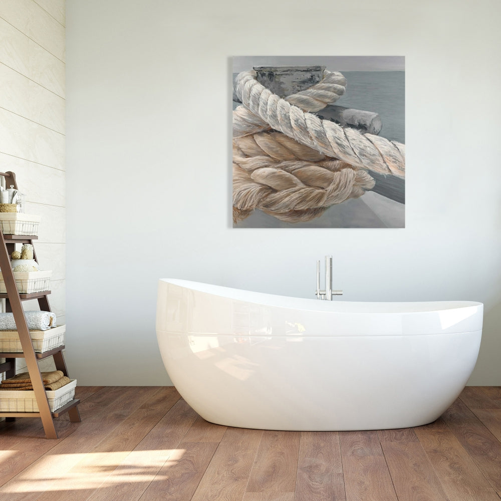 Bedroom Coastal Gray Canvas - Tie-down Ropes Closeup Decor