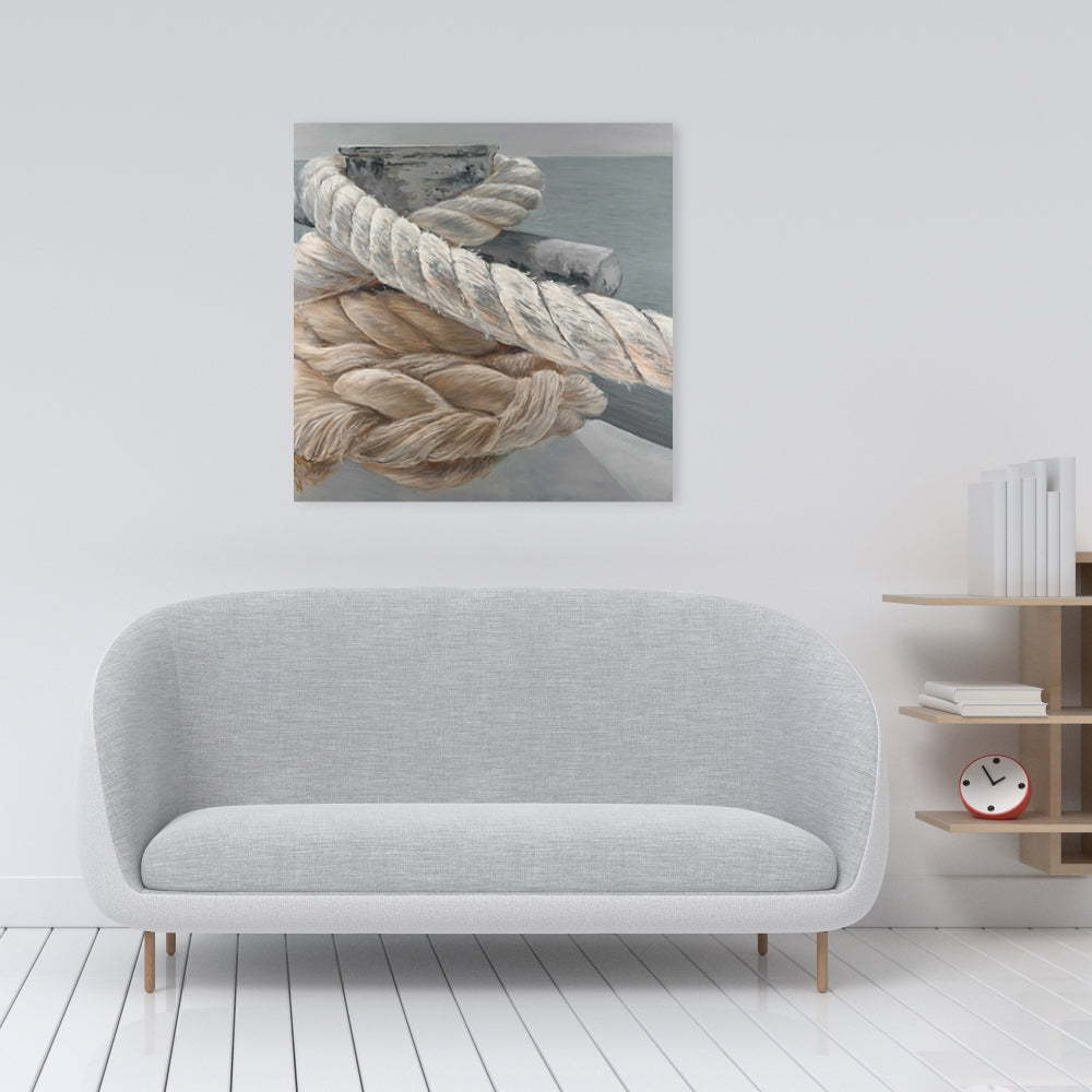 Bedroom Coastal Gray Canvas - Tie-down Ropes Closeup Decor